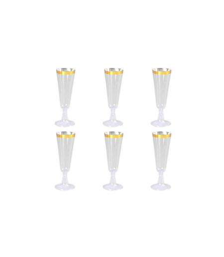 Lot de 6 Flûtes à Champagne Réutilisable Liseré 15cl Or