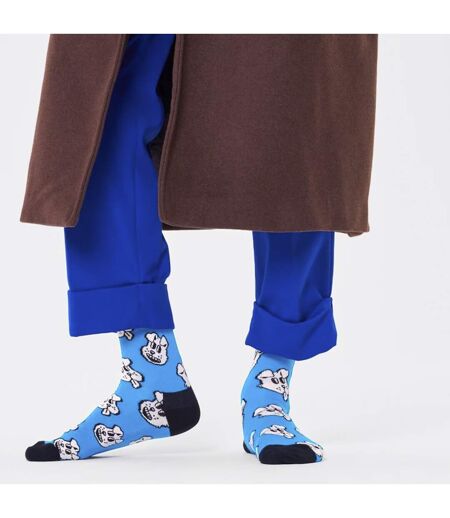 1 Pack Mens & Ladies Cotton Blue Doggo Design Socks