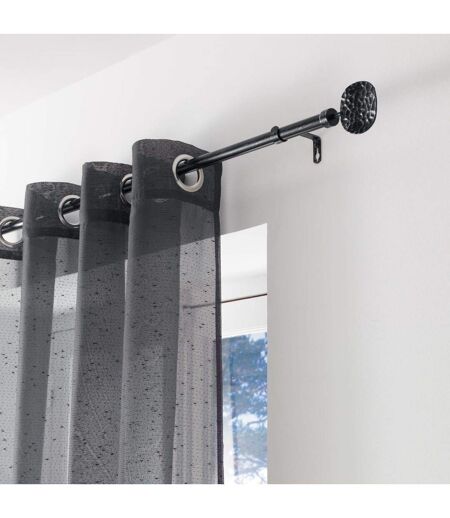 Kit de tringle à rideaux extensible Disque Martelé - L120 /L210 cm - Patine noir