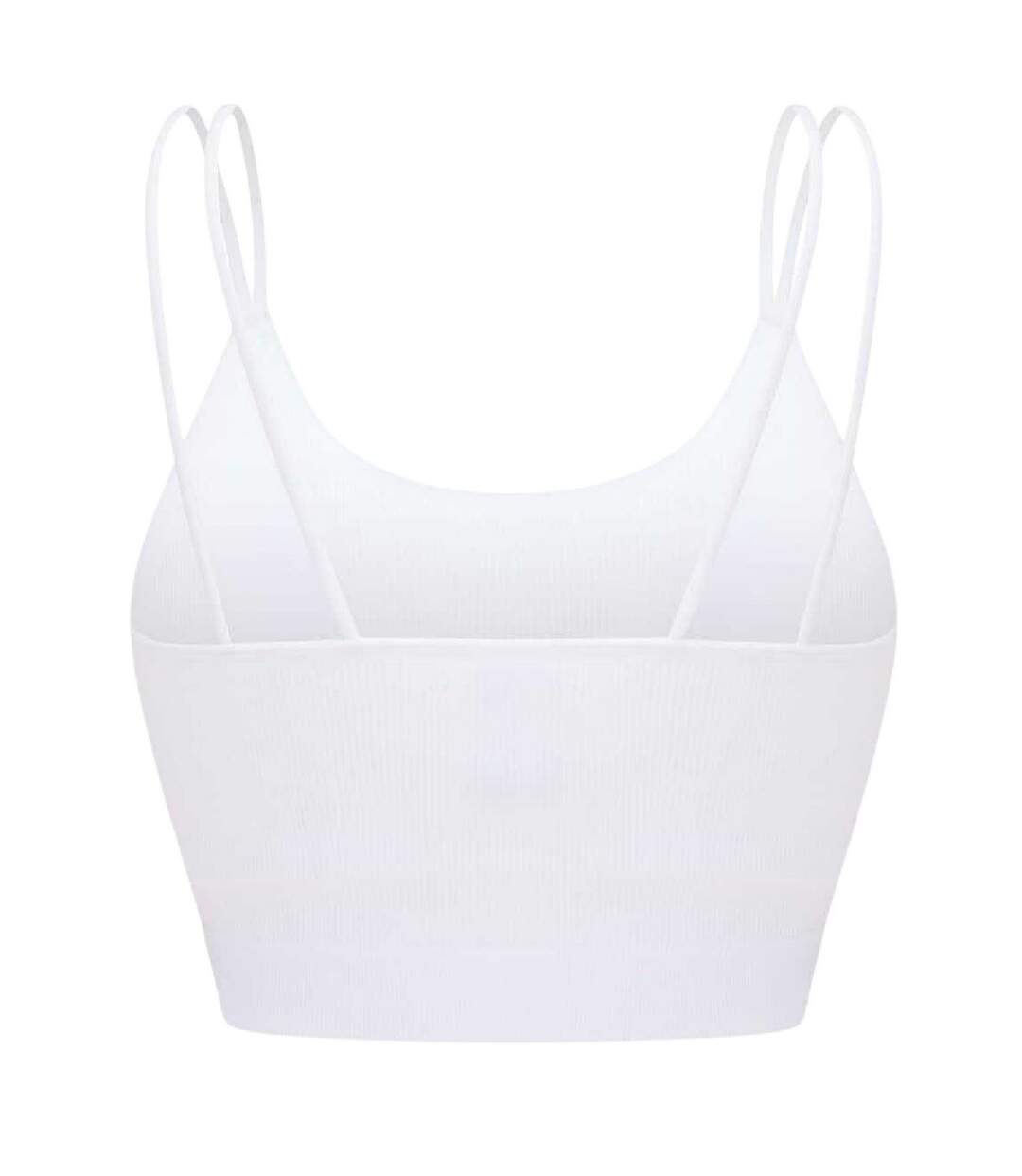 Womens/ladies Ava Ribbed Cropped Tank Top White Lee-2