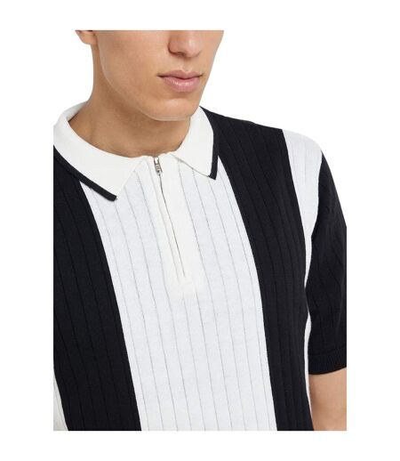 Polo Motif/style Rayé Homme Crème Noir Vif Brave Soul