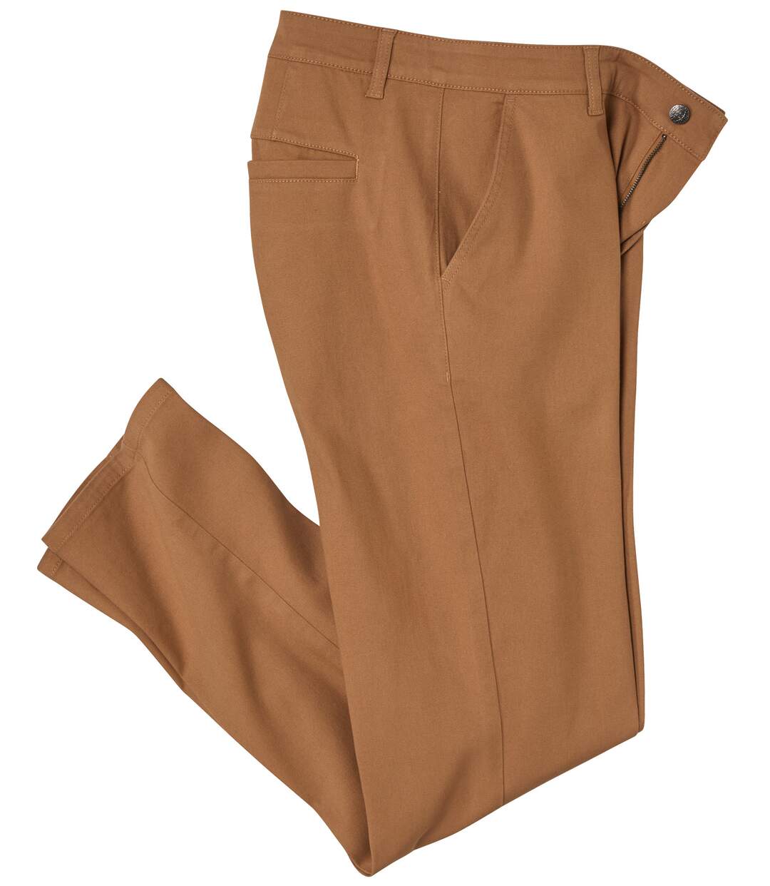 Men's Camel Stretchy Chino Trousers-3