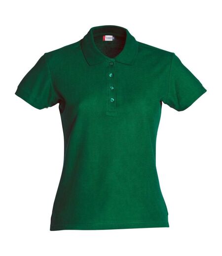Womens/ladies Plain Polo Shirt Bottle Green Clique