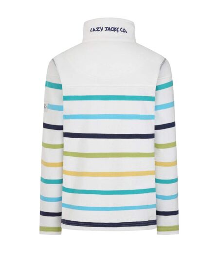Sweat Motif/style Rayé Femme Blanc Vert Lazy Jacks