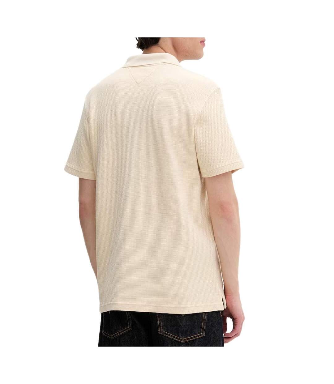 Polo beige homme tommy hilfiger waffle label-2