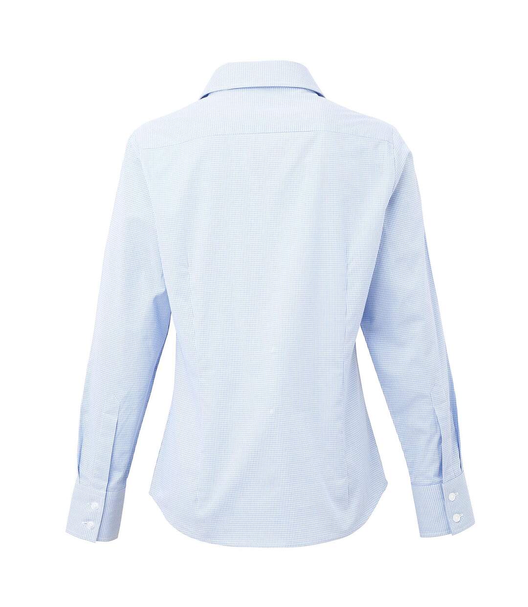 Premier Womens/Ladies Microcheck Long Sleeve Shirt (Light Blue/White) - UTRW5523-2