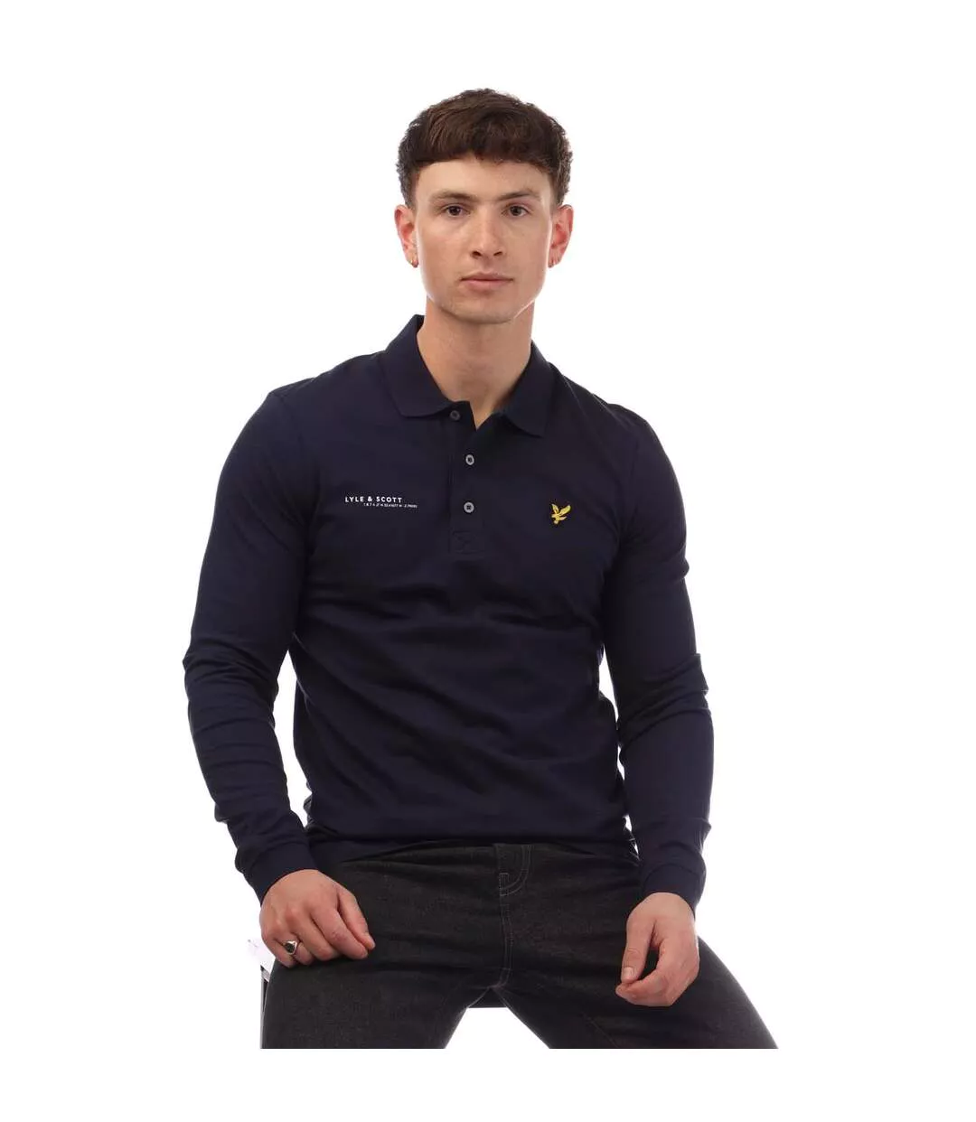Polo Manches Longues Style Imprimé Co-ordinate Homme Bleu Marine Lyle & Scott-1