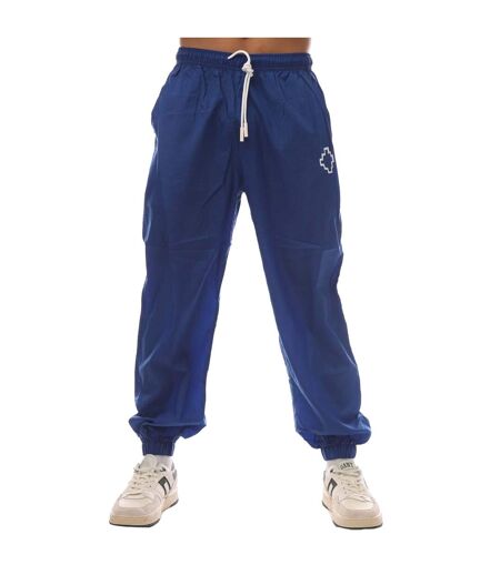 Mens Tempera Nylon Cross Jogging Bottoms Blue White Marcelo Burlon