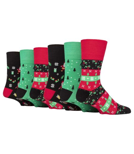 Gentle Grip - 6 Pairs Mens Christmas Novelty Socks