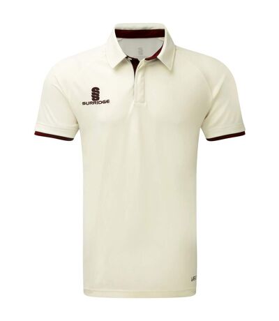 Surridge Mens Ergo Short Sleeve Shirt (White/Maroon Trim) - UTRW6275