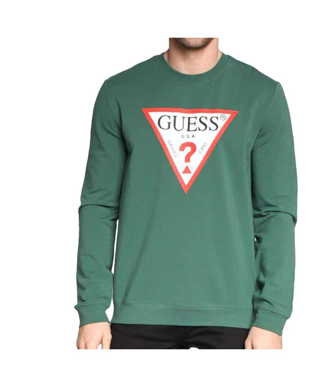 Sweat Vert Homme Guess Triangle Logo - L