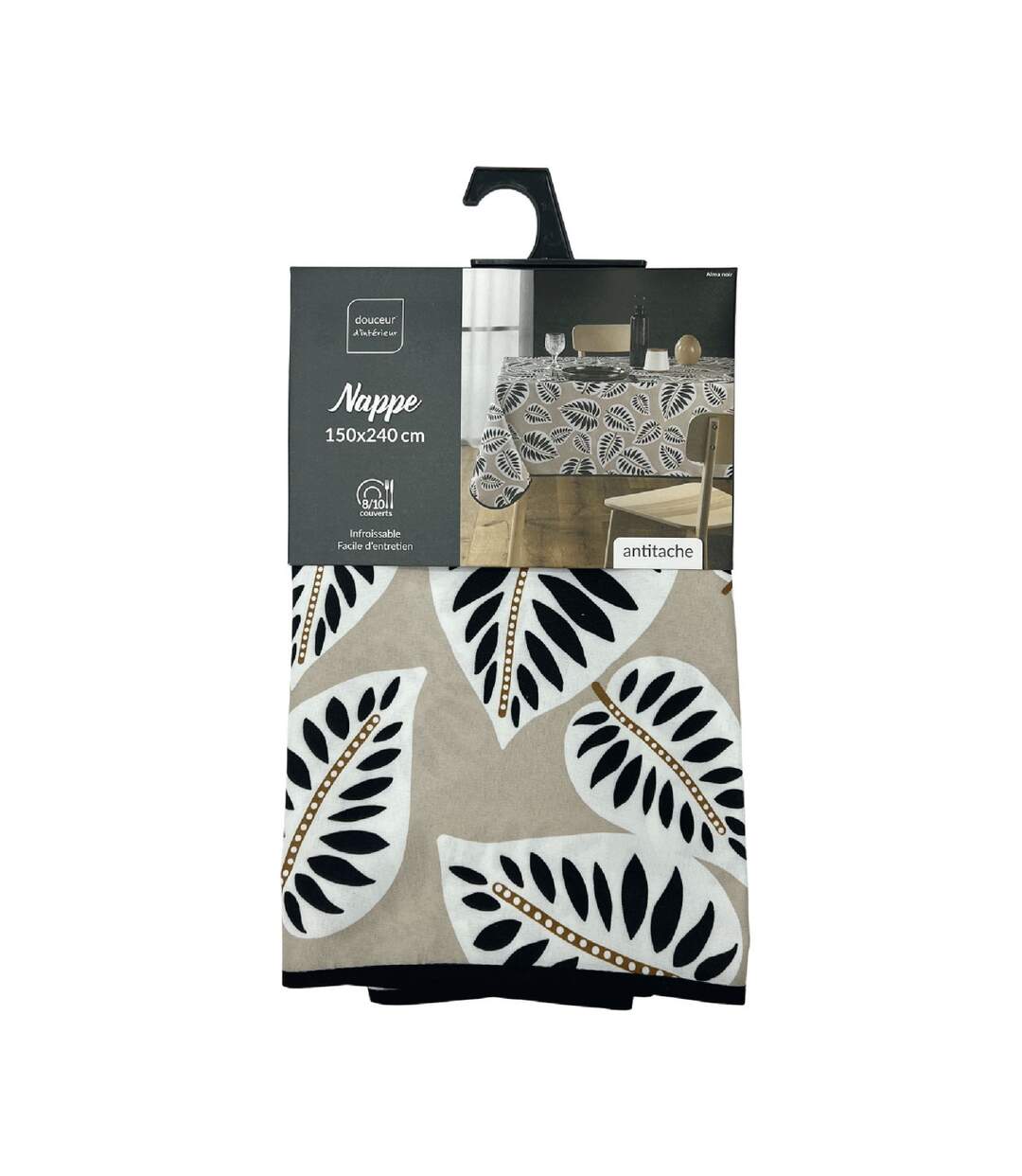 Nappe Antitache Imprimé  Alma 150x240cm Noir-4
