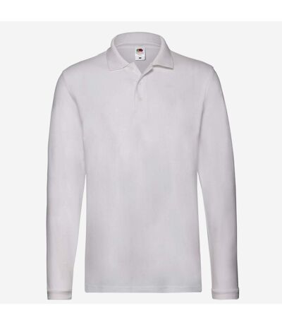 Fruit of the Loom Mens Cotton Pique Long-Sleeved Polo Shirt (White)