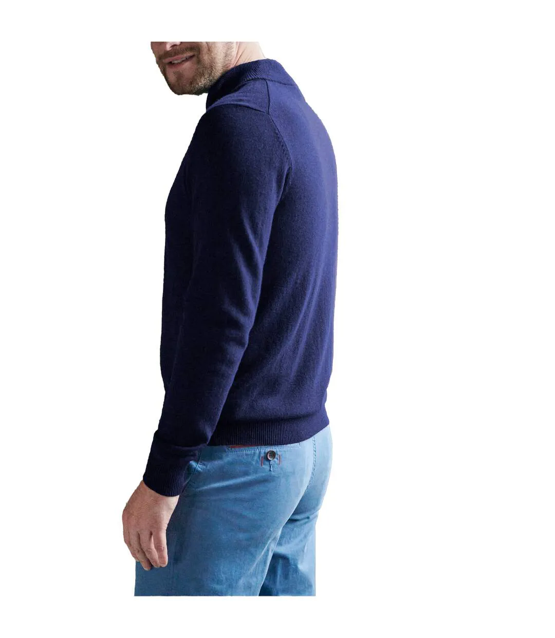 Mens Cashmere Zip Neck Jumper Navy WoolOvers-2
