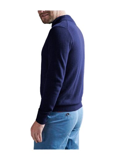 Mens Cashmere Zip Neck Jumper Navy WoolOvers