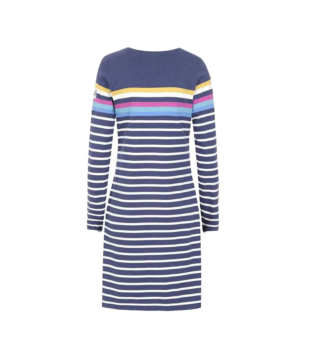 Womens/ladies Prism Stripes Long-sleeved T-shirt Dress Blue Lazy Jacks-3