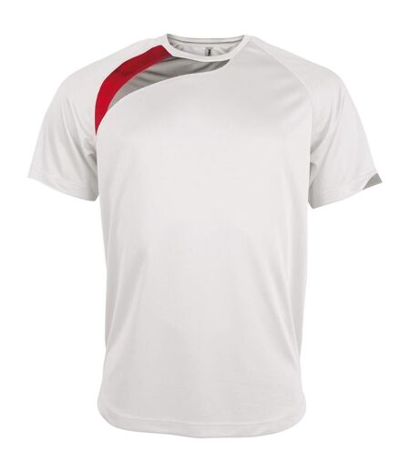 T-shirt sport à manches courtes homme blanc/rouge/gris Kariban Proact