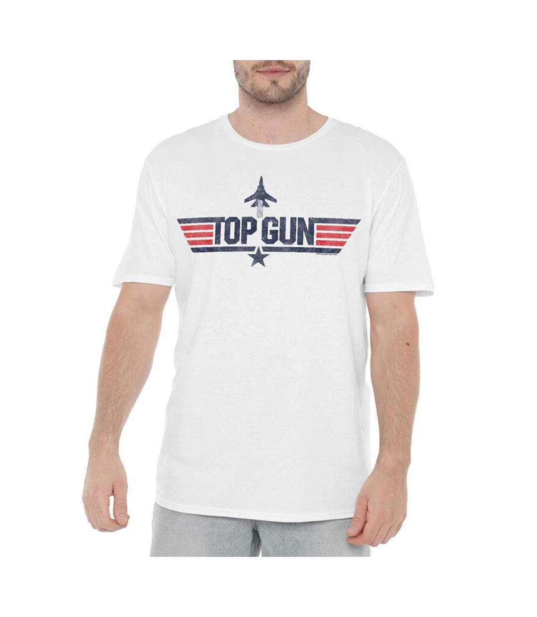 T-Shirt blanc homme topgun logo-1