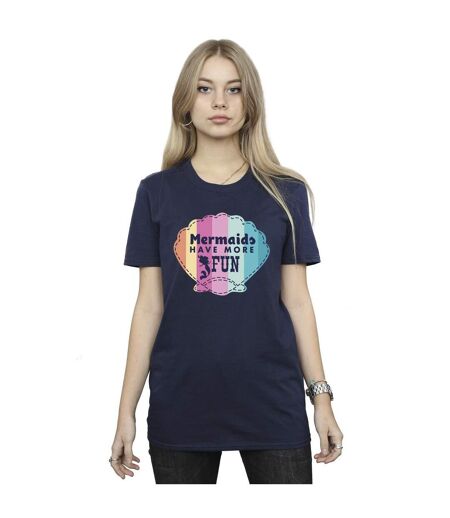 Disney Femme/Les femmes The Little Mermaid - T-shirt boyfriend en coton amusant (Bleu marine) - UTBI31050