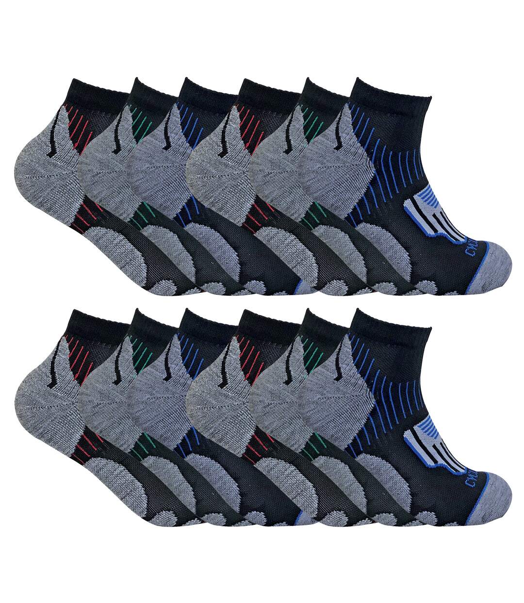 12 Pair Multipack Mens Cycling Socks 6-11 | Sock Snob | Black Low Cut Socks | Ideal for Running, Gym & Sport-1