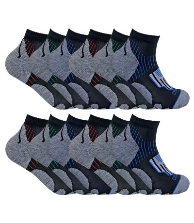 12 Pair Mens Black Low Cut Cycling Socks for Running, Gym & Sport