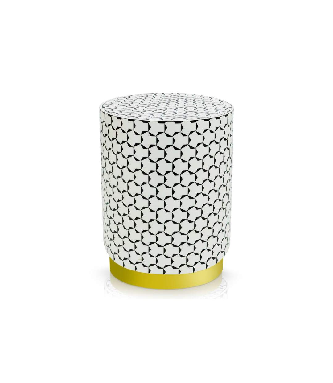 Pouf Rond Déco Géométrique 46cm Noir & Blanc-2