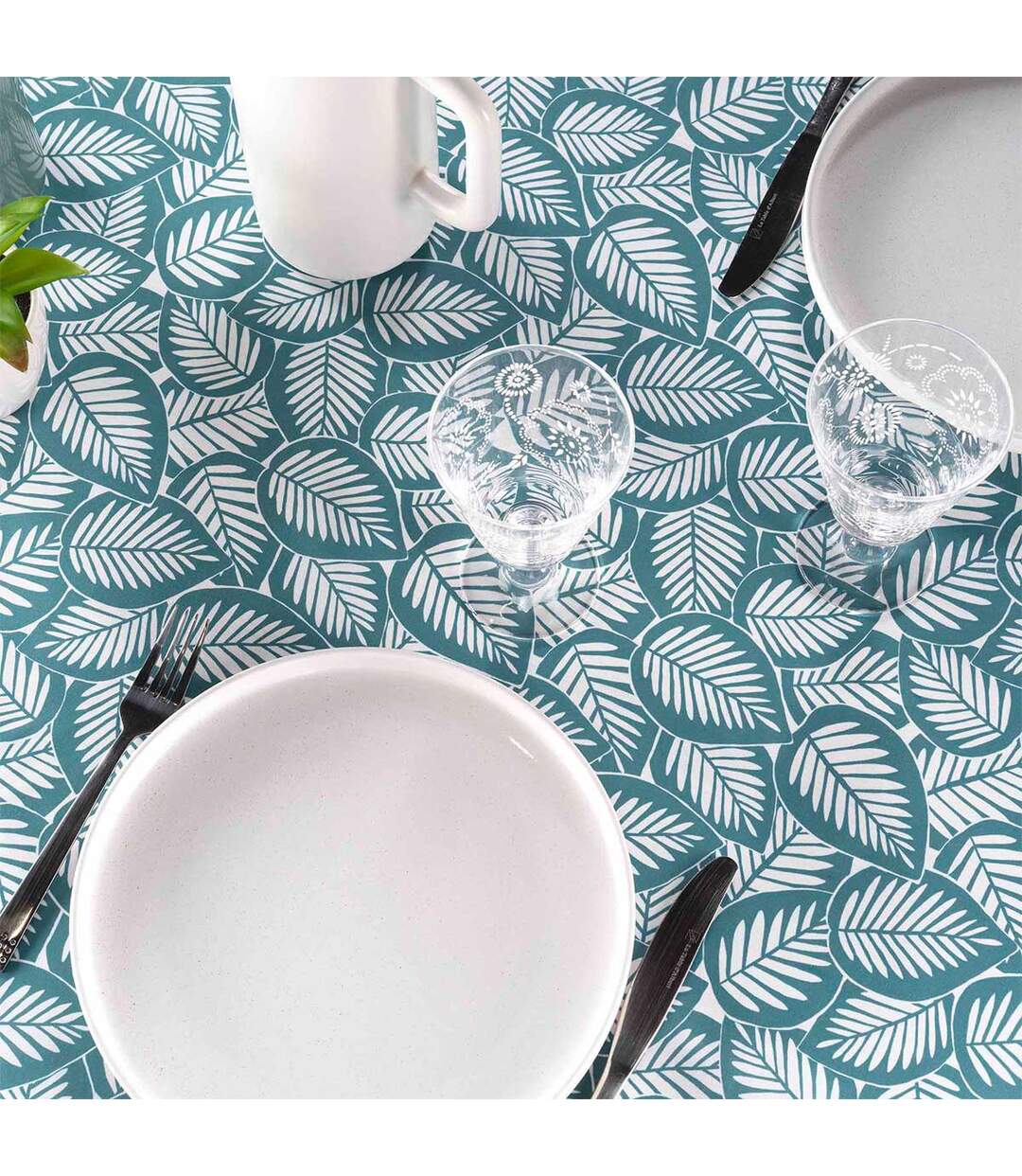 Nappe en Microfibre Divany 140x240cm Bleu Pétrole-2