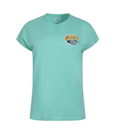 Womens/ladies seashore graphic slub t-shirt aqua blue Weird Fish