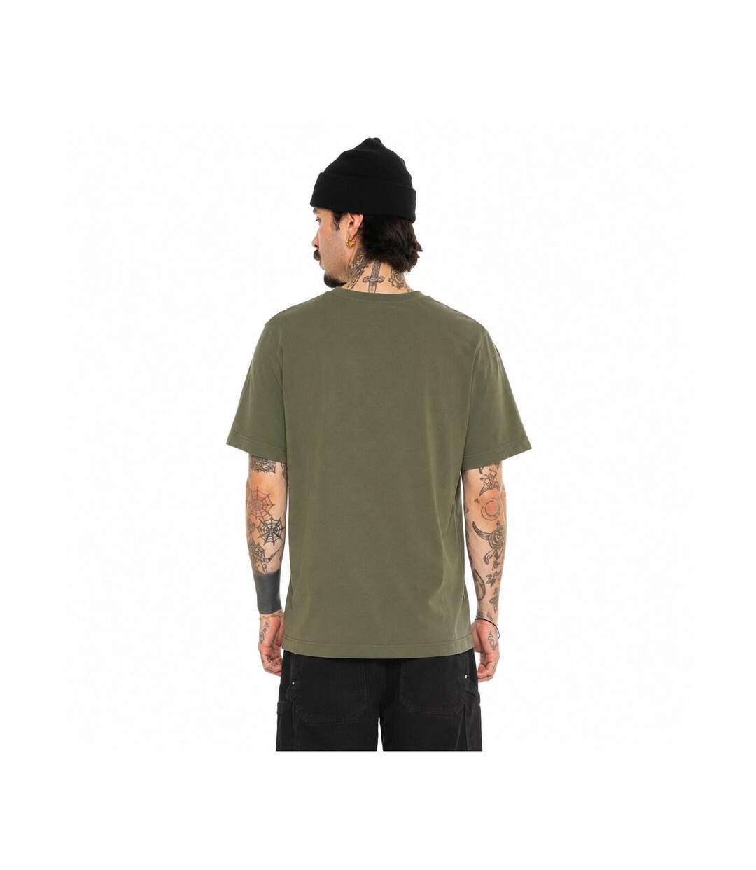 T-shirt col rond en coton homme avec Logo Log9 Kaki Vondutch-3