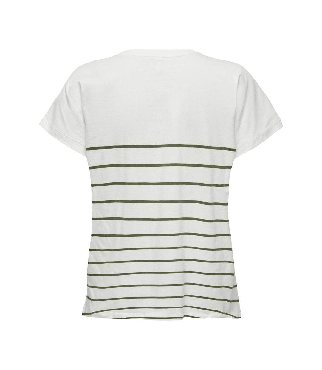 T-Shirt blanc/vert femme only emily-2