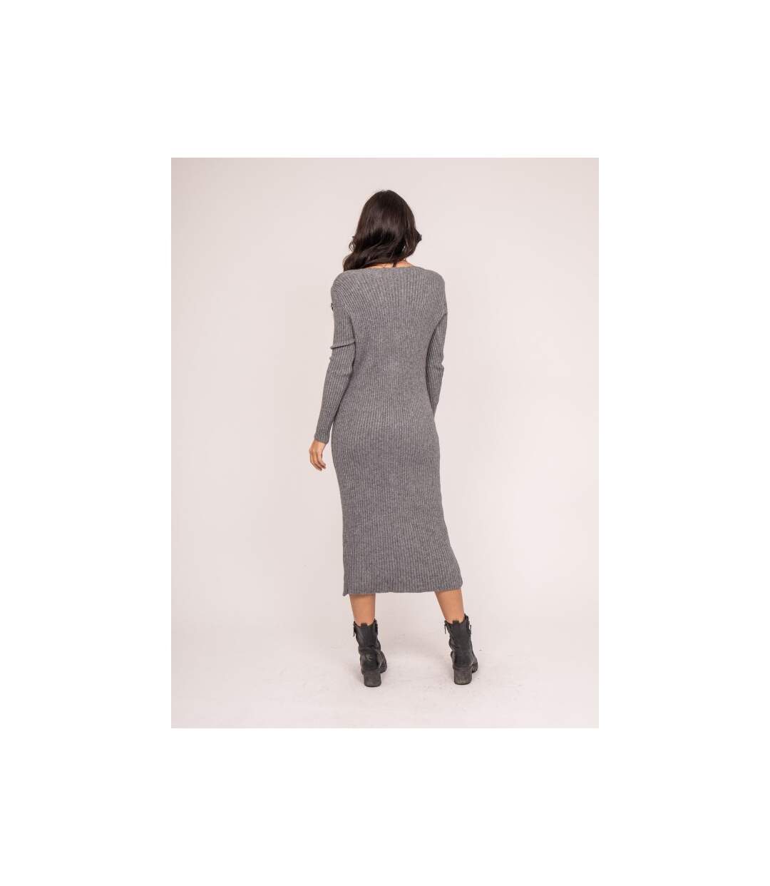 Robe longue maille côtelée IVERNY - Dona X Lisa-2