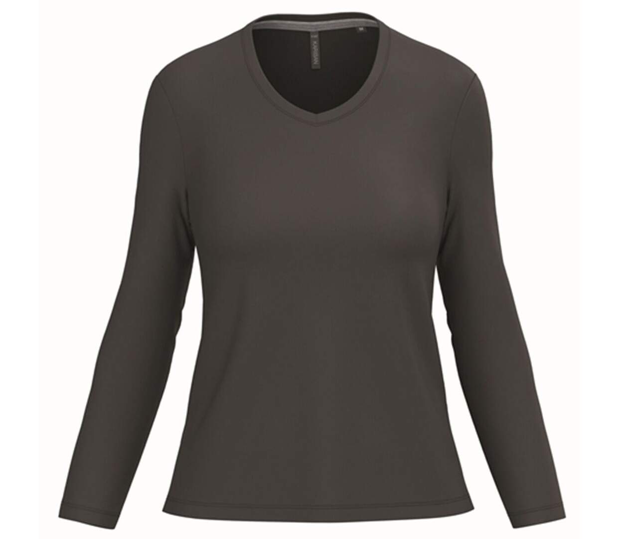 T-shirt manches longues col V - Femme - K382 - gris foncé-1