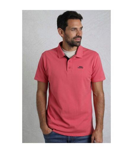 Mens miles pique organic polo shirt dark pink Weird Fish