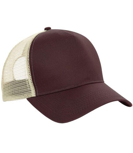 Beechfield Mens Half Mesh Trucker Cap / Headwear (Pack of 2) (Chocolate/Caramel) - UTRW6695