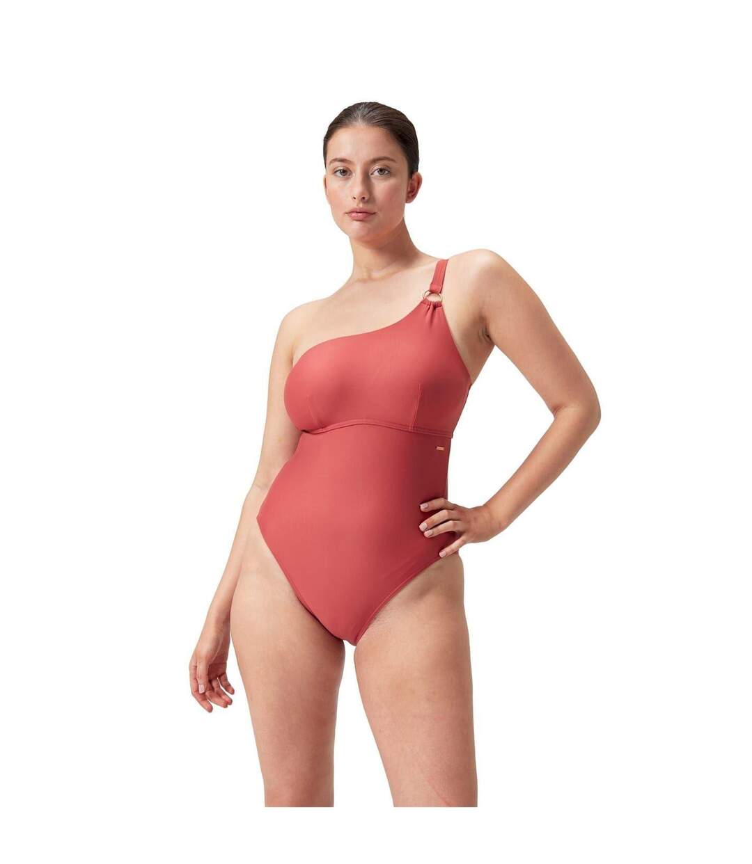Womens/ladies Asymmetric One Piece Swimsuit Brown Speedo-4