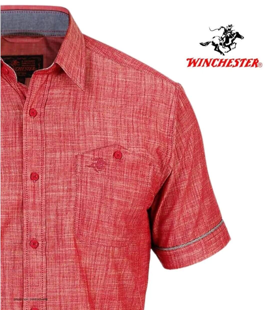 Chemisettes manches courtes Winchester Tubac1 coupe confort en coton Corail-4