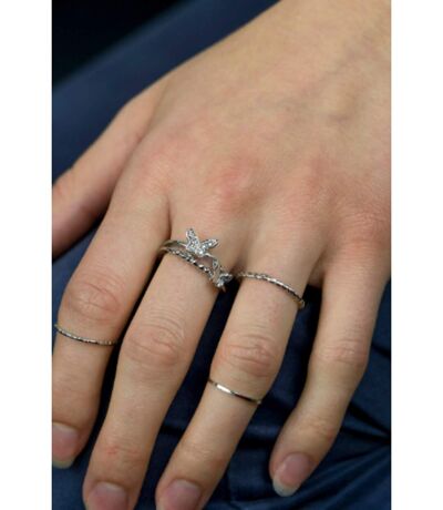 4 Piece Silver Bohemian Butterfly Tribal midi Stackable rings Ring