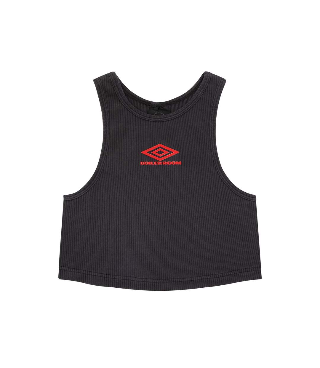 Womens/ladies boiler room ribbed cropped vest top black Umbro-1