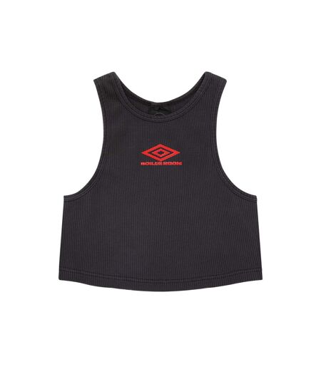 Womens/ladies boiler room ribbed cropped vest top black Umbro