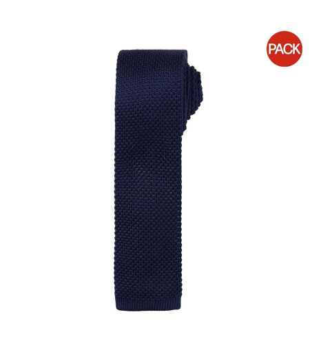 Premier Mens Slim Textured Knit Effect Tie (Pack of 2) (Navy) (One Size) - UTRW6946