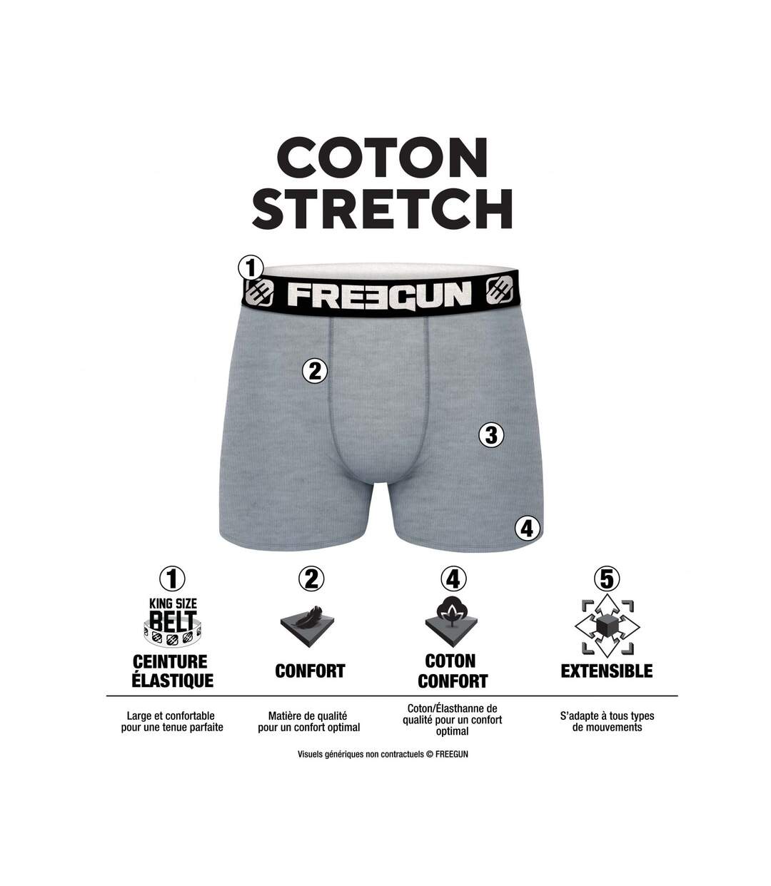 Pack Surprise de 3 Boxers coton homme Freegun-4