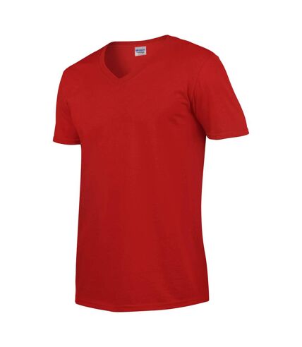 Gildan Mens Soft Style V-Neck Short Sleeve T-Shirt (Red) - UTBC490