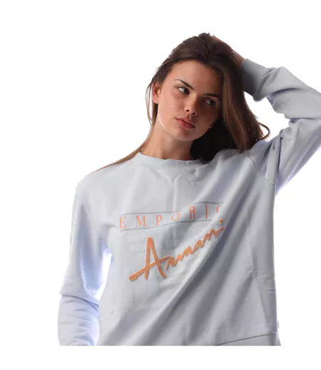 Womens/ladies Sweatshirt Blue Emporio Armani