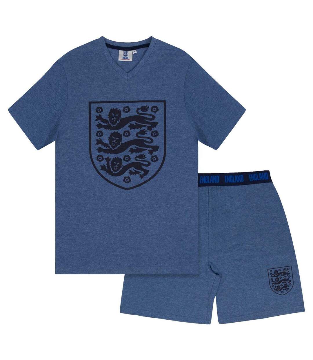 Ensemble De Pyjama Court Homme Bleu Marine Chiné England-2