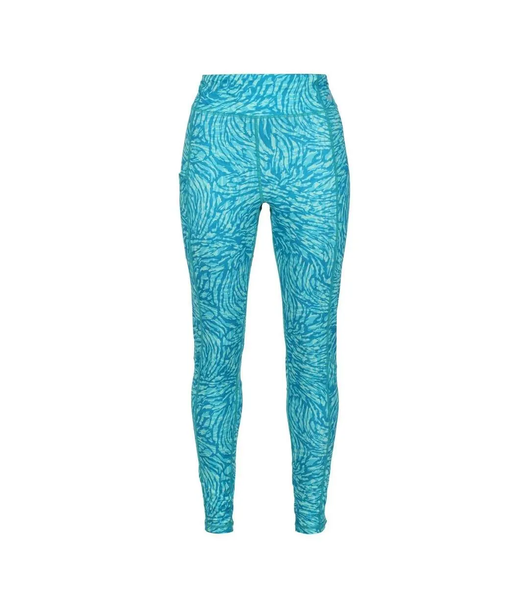 Womens/ladies Holeen Ii Animal Print Leggings Enamel Blue Regatta-1