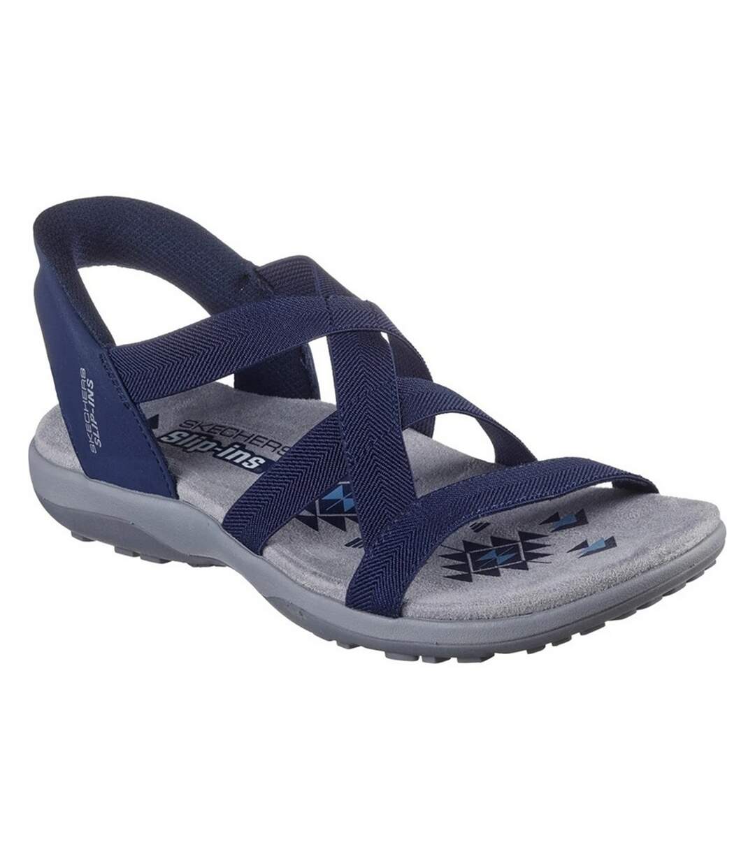 Womens/ladies Reggae Stretch Flex Slim Sandals Navy Skechers-1