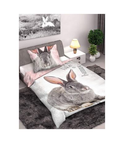 Rabbit Duvet Set (Gray/Pink) - UTAG1980