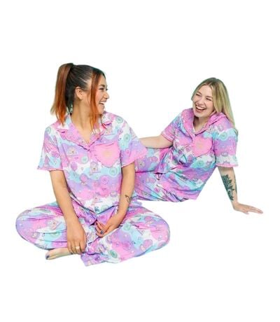 Ensemble De Pyjama Motif/style Ruché Femme Rose Polly Pocket