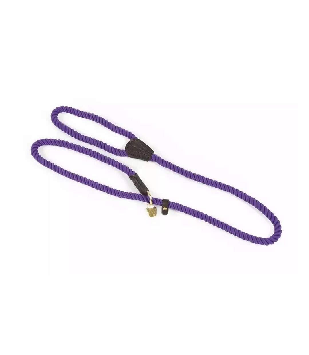 Rope leather dog slip lead one size purple Digby & Fox-1