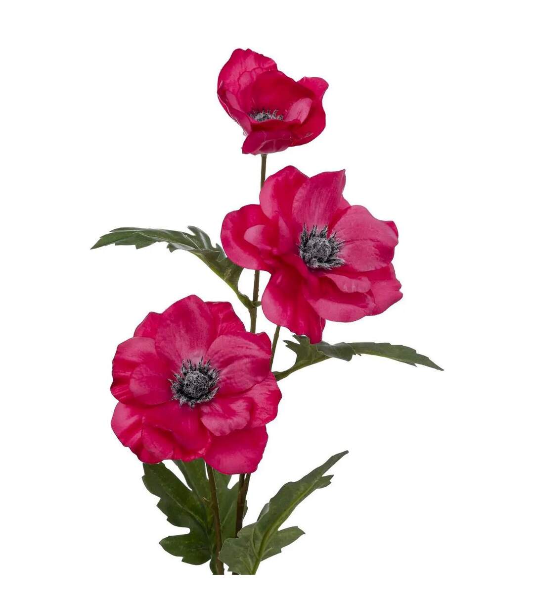 Fleur Artificielle 3 Anémones 69cm Rose Fuchsia-2